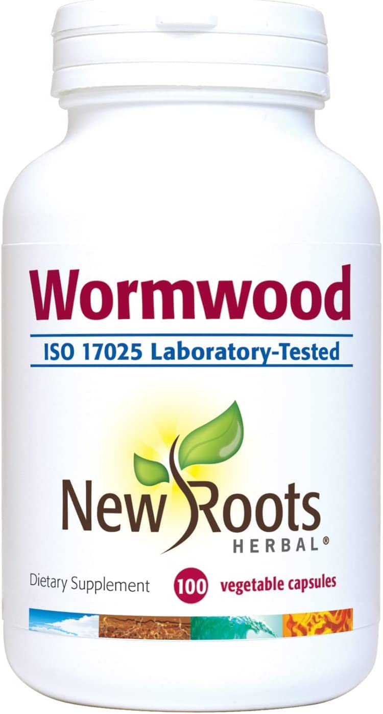 New Roots Herbal Wormwood Capsules for Adults, Digestive Bitters, 100 Pack