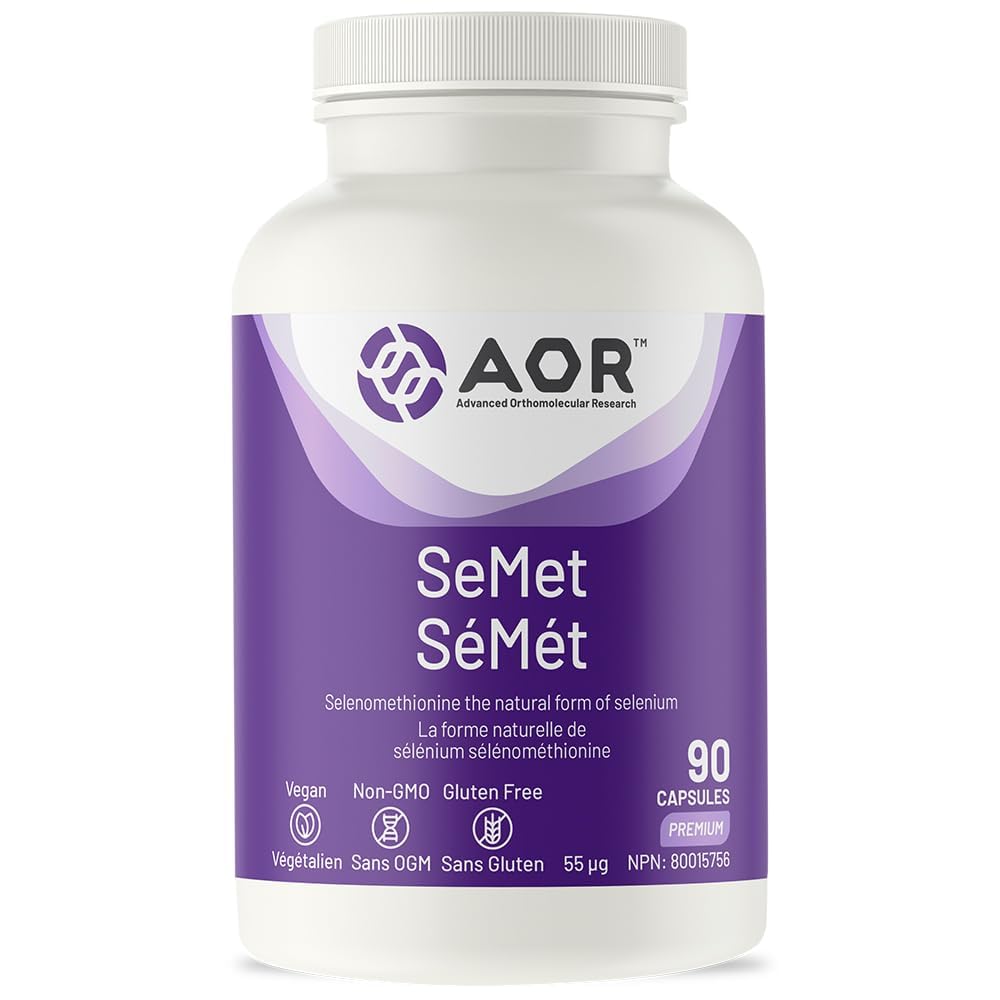 AOR SeMet Selenomethionine 55mcg, 90 Capsules 90-Day Supply - Vegan and Non-GMO - Selenium & Glutathione Formula - Cognitive Function, Cellular Wellness, Thyroid Support and Antioxidant Properties