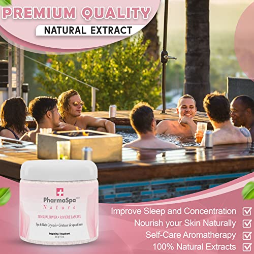 PharmaSpa Nature : Cristaux pour spa et bain aux extraits 100 % naturels – 385 g/13 oz – Sel de bain d'Epsom pour l'aromathérapie et la relaxation en spa – Sans gluten, sans parabènes, sans cruauté animale