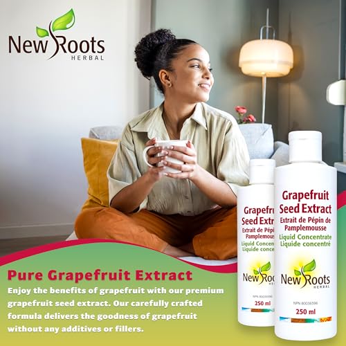 New Roots Herbal - Extrait de pépins de pamplemousse (EPP) - Concentré liquide format voyage, source de vitamine C pour le bien-être quotidien, sans gluten ni soja - Favorise le confort digestif et la vitalité de la peau
