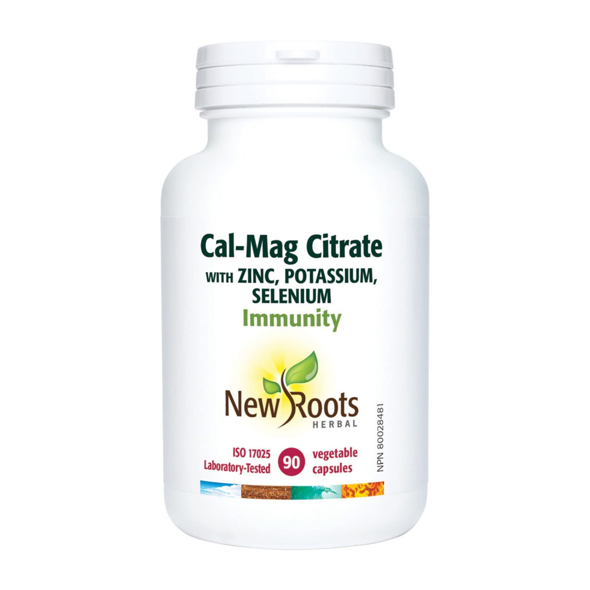 New Roots Herbal Calcium Magnesium Zinc Capsules, Non GMO, 90 Capsules