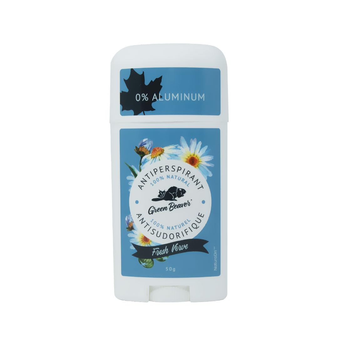 Green Beaver All Natural Dual Action Moisture absorbing Body Deodorant, Paraben & Aluminum-Free Vegan Antiperspirant For Normal & Sensitive Skin, Verve, 1-pack