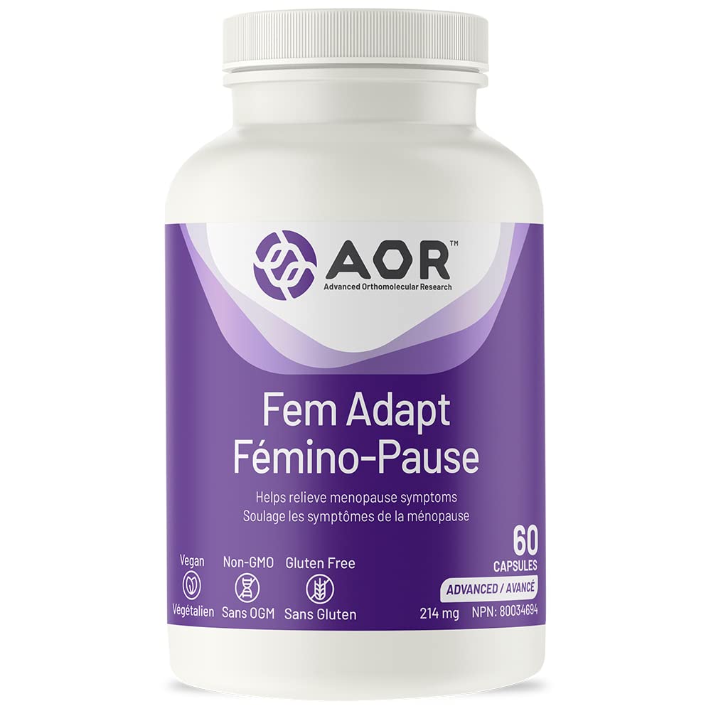 AOR Fem-Adapt 60 gélules – Cure de 30 jours – Végétalien, sans OGM, soutien ménopause pour femmes – Favorise l'équilibre hormonal – Soutient le confort pendant les bouffées de chaleur et les niveaux d'énergie – Encourage le bien-être général