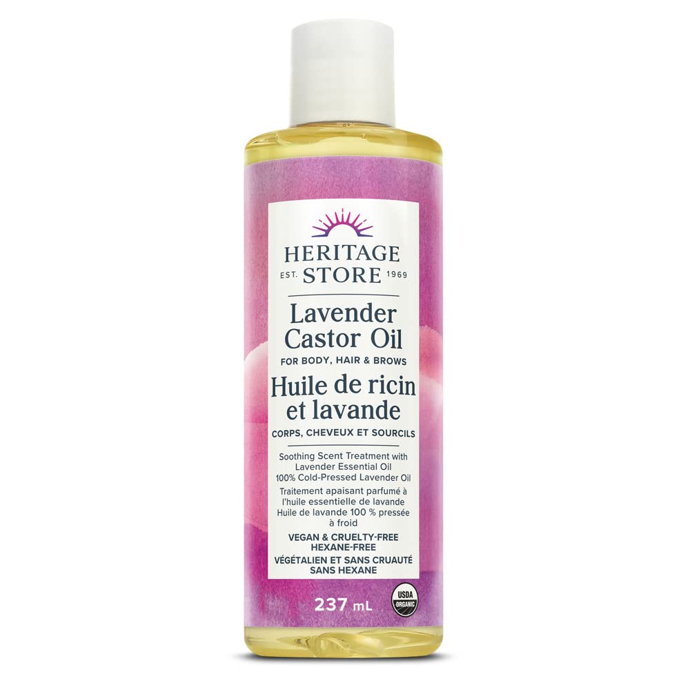 Heritage Store Palma Christi Huile de Ricin | Lavande | 8oz