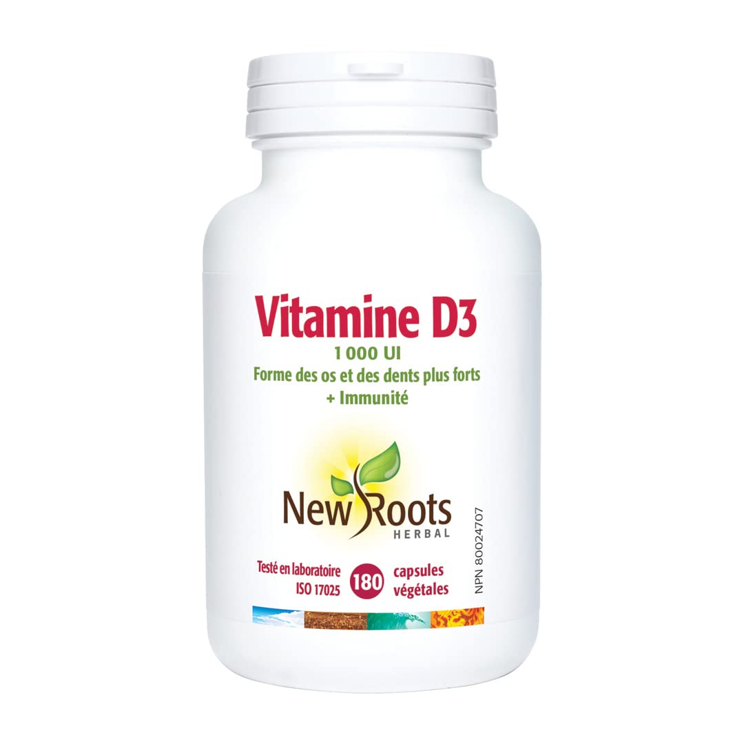 New Roots Herbal Vitamin D3 Capsules, 1,000 IU, 180 Capsules, 6+ Months