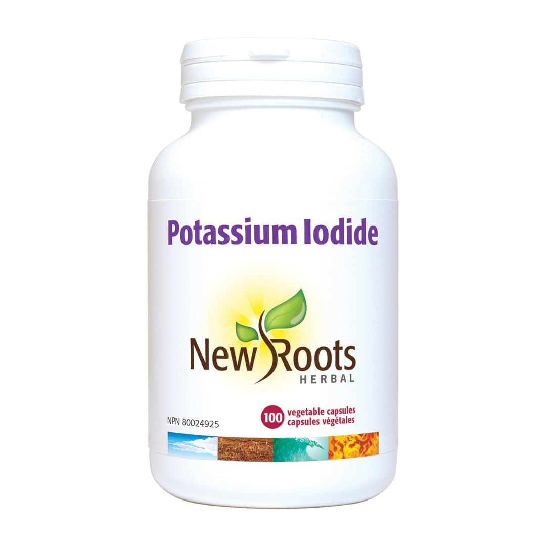 New Roots Herbal Potassium Iodide 800mcg 100 Veg Capsules, 100-Day Supply, Organic Potassium Iodide Supplement for Daily Thyroid Support, Hormone Balance & Energy, Easy to Swallow, Gluten & Dairy-Free