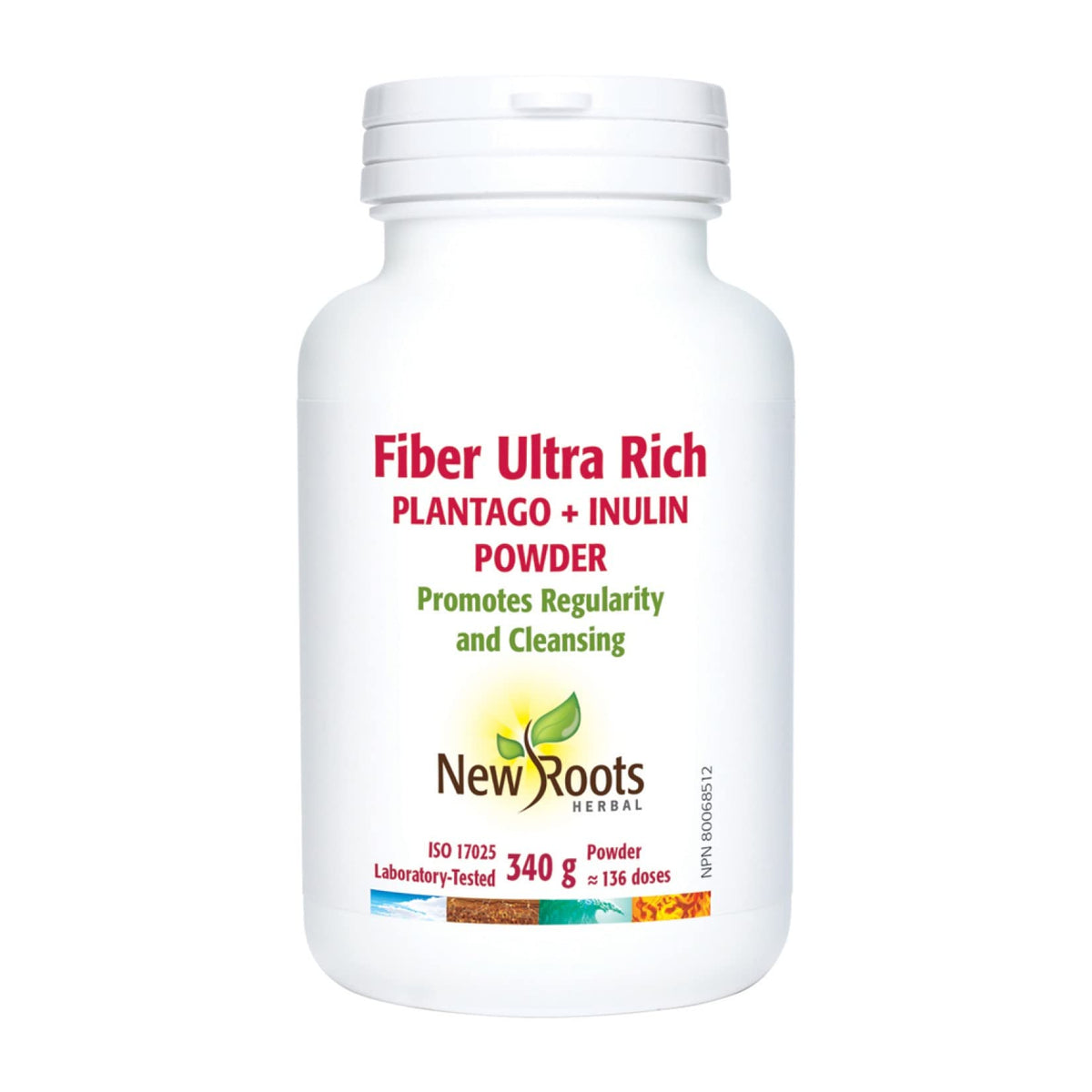 New Roots Herbal Psyllium Husk & Inulin Fibre Powder, 136 Servings, 340 g