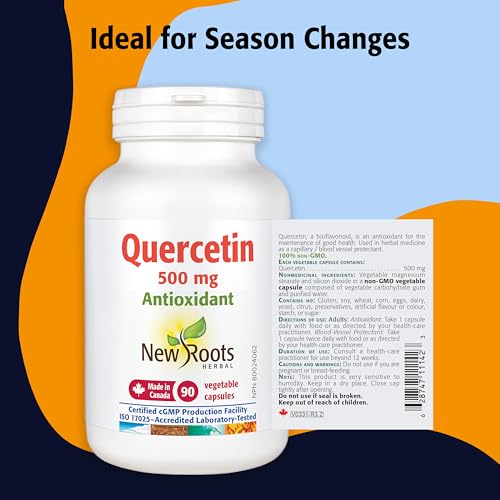 New Roots Herbal - Quercétine en capsules - Antioxydant d'origine végétale - Maintien d'une santé optimale, protection des capillaires, soutien des vaisseaux sanguins et de la circulation - Sans gluten et sans OGM