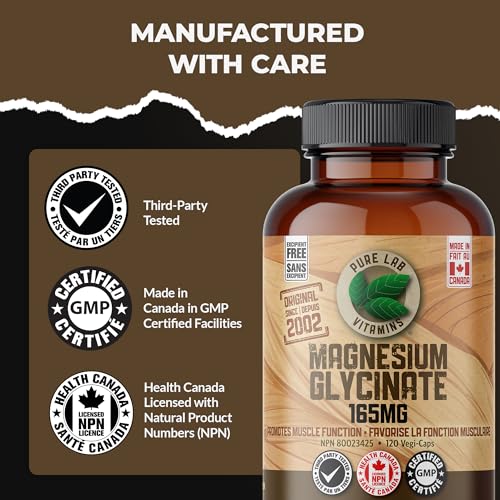 Pure Lab Vitamins | Magnesium Glycinate 165mg | Vegan, Gluten free, Sugar free, Soy free