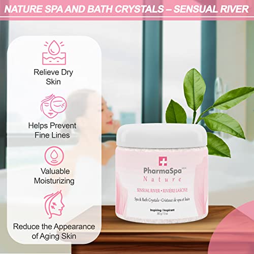 PharmaSpa Nature : Cristaux pour spa et bain aux extraits 100 % naturels – 385 g/13 oz – Sel de bain d'Epsom pour l'aromathérapie et la relaxation en spa – Sans gluten, sans parabènes, sans cruauté animale