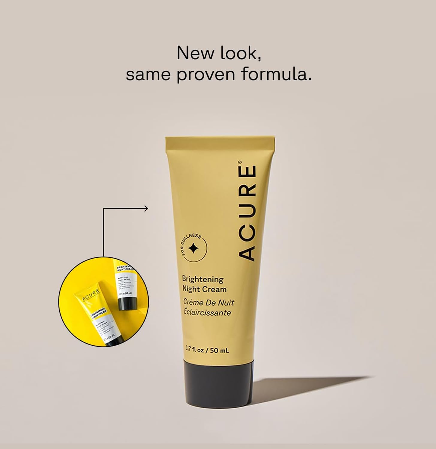Acure Brightening Night Cream - Radiance Boosting Night Face Cream for Women & Men, Hydrating & Revitalizing Moisturizer for Uneven Skin Tone & Dullness w/Chlorella, Echinacea & Argan Oil, 50ml