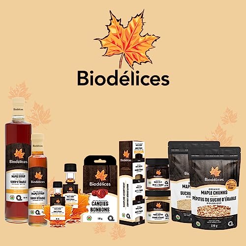 Biodélices 100% Pure Organic Maple Syrup - Grade A - Quebec's Finest in Elegant Maple Leaf Bottle