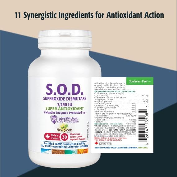 New Roots S.O.D Superoxide Dismutase - 90 Capsules