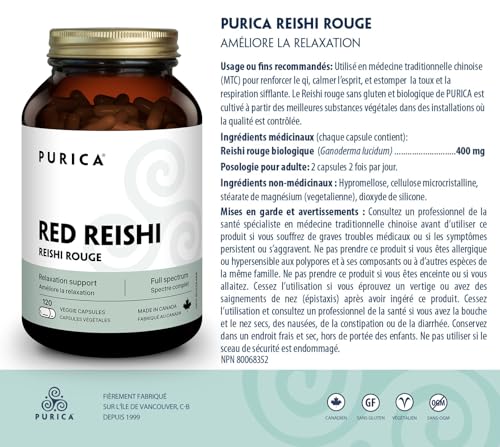 PURICA - Reishi Rouge - Champignons micronisés - Aide à la relaxation