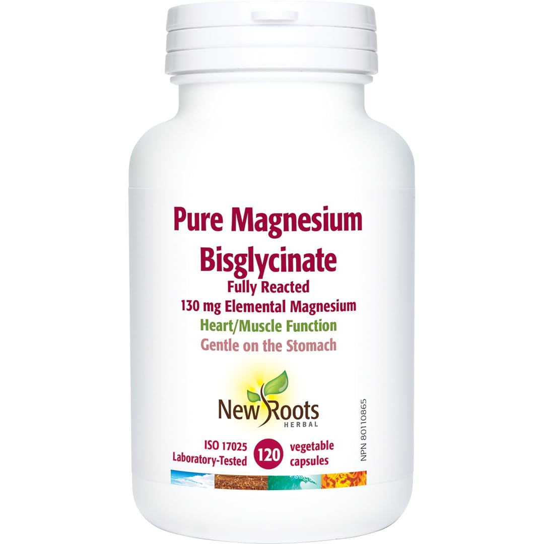 New Roots Herbal Magnesium Bisglycinate, 130mg, 120 Capsules, 60-Day Supply
