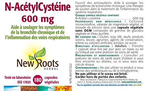 New Roots Herbal - N-acétylcystéine - 600 mg