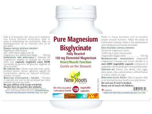 New Roots Herbal - Pure Magnesium Bisglycinate 130mg