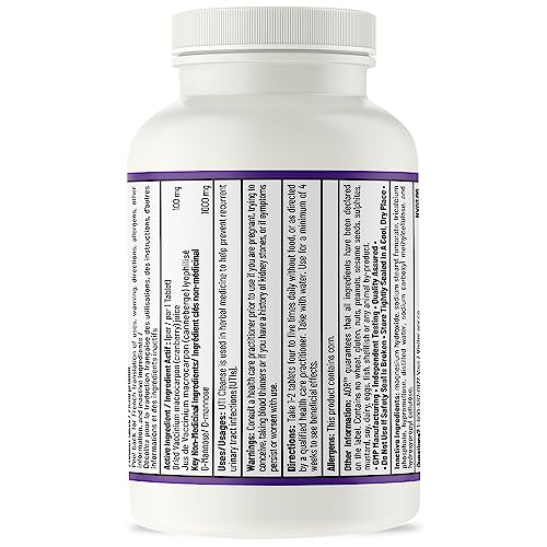 AOR - UTI Cleanse, 120 comprimés - Jus de canneberge avec supplément de D-Mannose - D-Mannose pour la santé des voies urinaires - Extrait de jus de canneberge séchée Vaccinium Macrocarpon