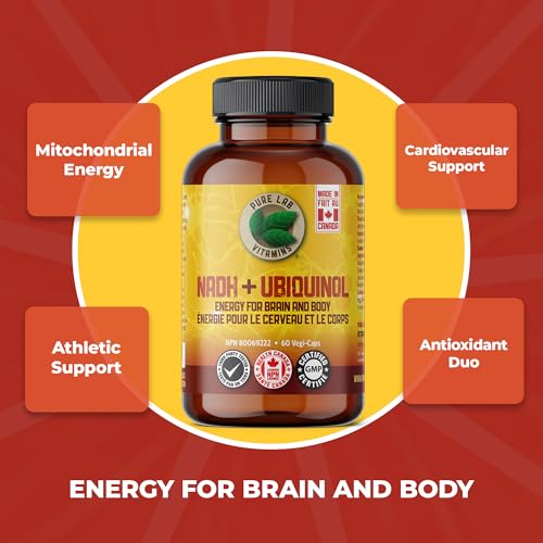 Pure Lab Vitamins | NADH Nicotinamide Adénine Dinucléotide + CoQ10 Ubiquinol
