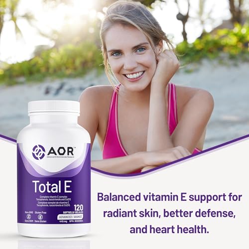 AOR Total E 445 mg, 60 gélules – Cure de 60 jours – Supplément de vitamine E avec tocotriénols et coenzyme Q10 ubiquinol CoQ10 – Soutien cardiovasculaire et antioxydant – Vitamine E8 pour la peau, le visage et les cheveux
