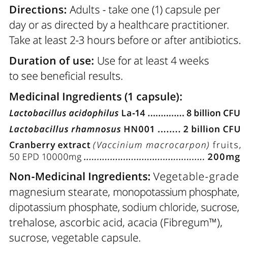 CanPrev V-Biotik Supplément Probiotique pour Femmes, 30 Capsules, 30 Jours d'Approvisionnement avec Extrait de Canneberge et Lactobacillus, 10 Milliards d'UFC, Probiotiques pour les Soins Digestifs - Soutien Naturel pour le Bien-être Quotidien des Femmes