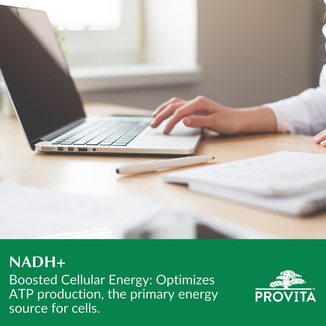 Provita NADH+ FORTE avec CoQ10 & Chlorophylle | Soutient la santé cognitive | Augmente le métabolisme énergétique cellulaire (ATP), le nicotinamide adénine dinucléotide (NAD) + l'hydrogène (H) | Formule à absorption et biodisponibilité améliorées