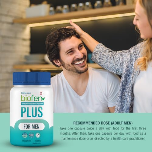 Biotin for Hair Growth Supplement with Vitamins B2, B3, B6, Saw Palmetto, Fenugreek Seed, Flax Lignan, & Biotin for Hair Regrowth for Men, Hair-loss Treatment and Prevention, Made in Canada