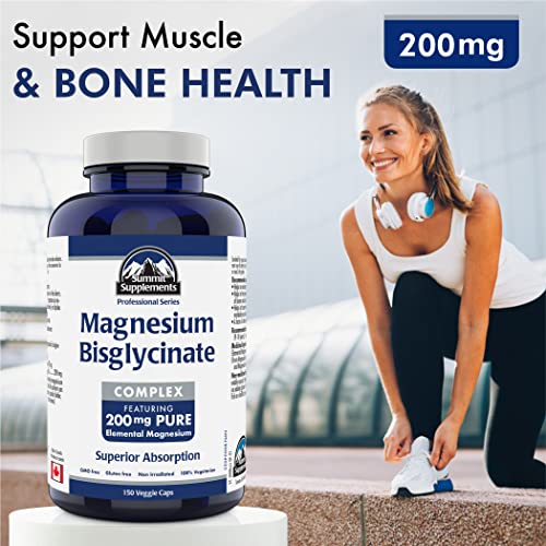 Proudly Canadian Magnesium Biglycinate 200mg - Advanced Muscle Support Formula - Bisglycinate Blend for Men and Women's Vitality, Bone Strength, and Cardiovascular Wellness