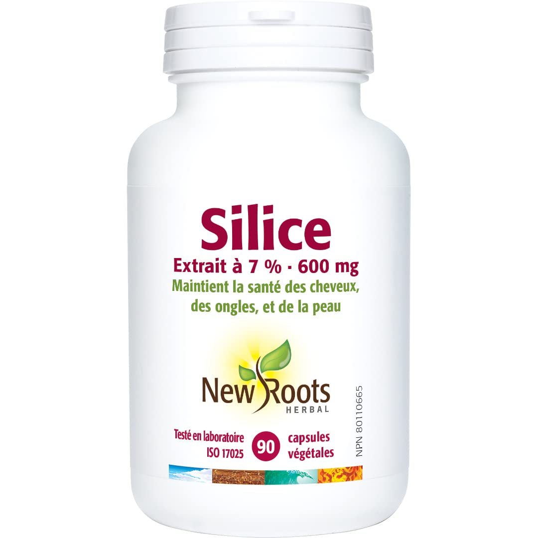 New Roots Herbal Silica 7% Extrait 600mg, 90 capsules végétales (approvisionnement de 45 jours) - Extrait de prêle standardisé, favorise la santé des cheveux, de la peau, des ongles et des os, maintient les tissus conjonctifs