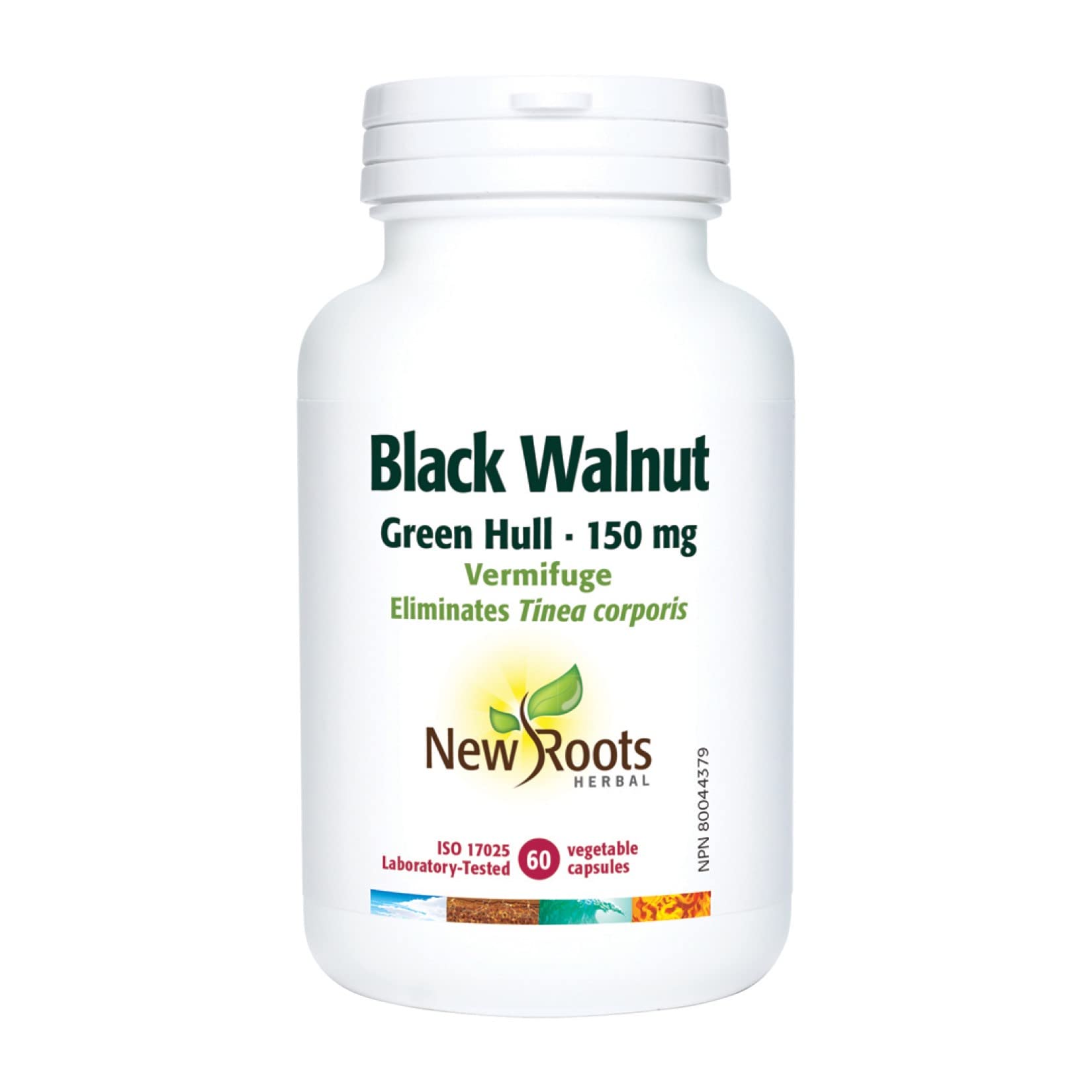 New Roots Herbal - Brou de Noyer Noir, 150 mg 60 Capsules - Vermifuge Élimine la Teigne du Corps - Juglans Nigra pour les Vers Intestinaux et Éliminer la Teigne - Sans Gluten