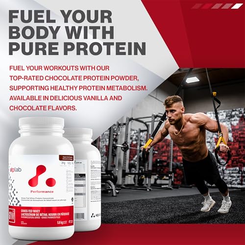 ATP LAB - Grass Fed Whey Protein Powder 1.8kg (Chocolate Flavour) - Whey Protein Concentrate - Immune Recovery, Muscle Growth