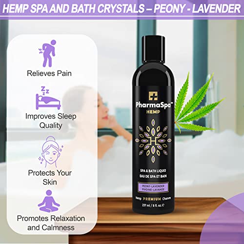 Liquide pour Spa et Bain aux Graines de Chanvre et Extraits Entièrement Naturels – 237 ml/8 fl oz – Liquide d'Aromathérapie pour Baignoire Spa – Sans Gluten, Sans Parabènes, Non Testé sur les Animaux