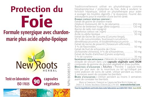 New Roots Herbal Protection du foie Formule synergique Chardon-Marie + Acide alpha-lipoïque