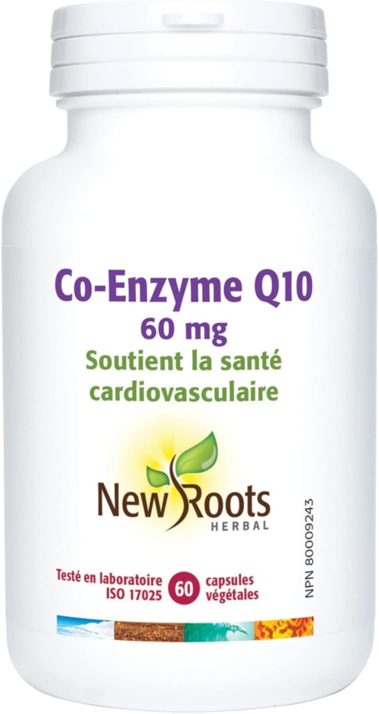 New Roots Herbal CoQ10 60 mg Capsules, Non GMO, Gluten Free, 60 Day Supply