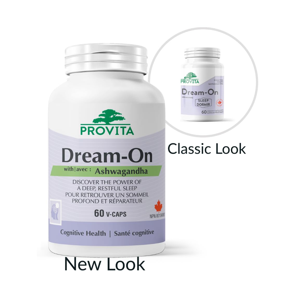 Dream-On™ - Melatonin Free Natural Sleep Aid by Provita | Ashwagandha, California Poppy, Passionflower & L-Theanine | Support A Healthy Sleep Cycle | Non-Habit Forming Sleep Supplement | 60 Capsules