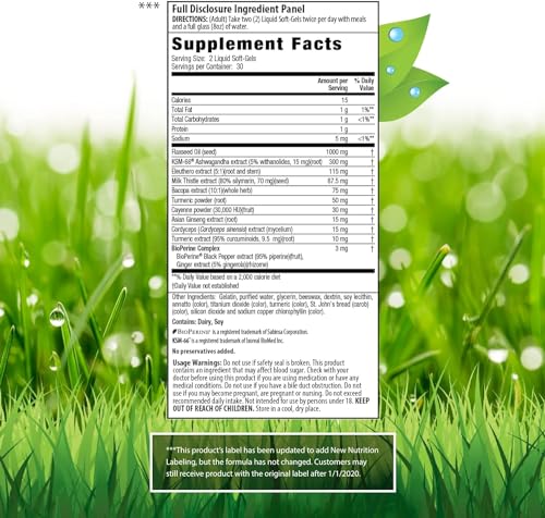 Irwin Naturals Extra Strength Ashwagandha - Organic Supplement for Stress Relief, Performance with Cordyceps, Turmeric, BioPerine & More, Best for Men and Women, 60 Liquid Softgels