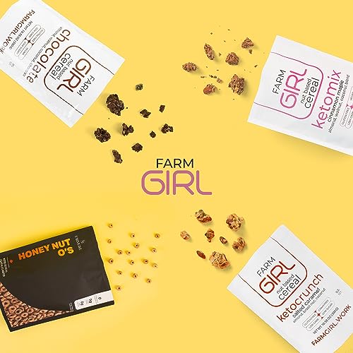 Farm Girl Honey Nut Cocoa Cereal, Artistian Keto Cereal Rainbown Hoops Cinnamon Crisps Vegan and Paleo Diets - Made in Canada