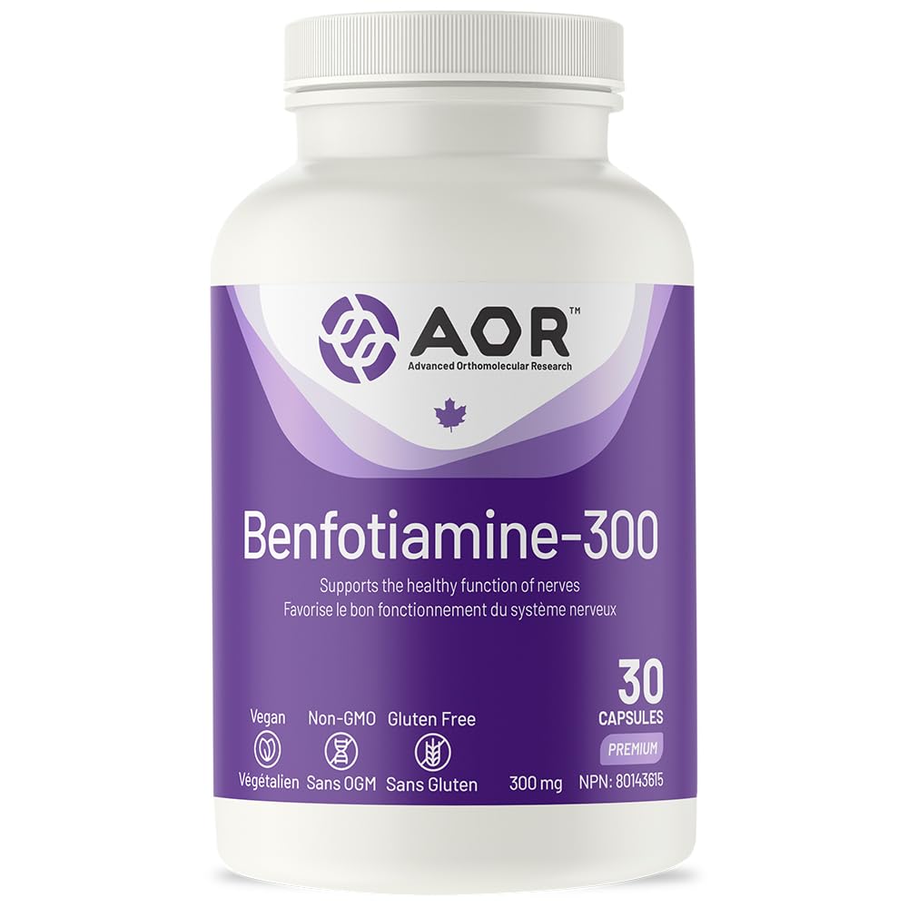 AOR Benfotiamine-300, 30 Capsules, Vitamin B1, Vegan, Gluten Free, Unflavoured, Metabolism Improvement, One a Day