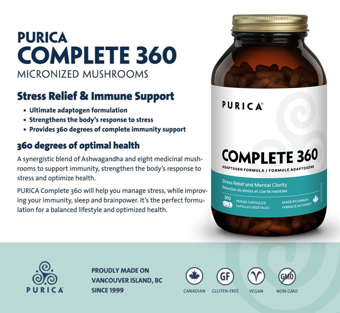 PURICA - Champignons micronisés Complete 360 - Soulagement de la pression et soutien immunitaire