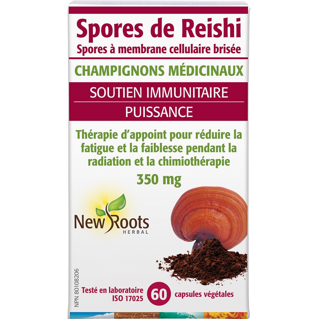 New Roots Herbal Reishi Spores 350mg, 60 Veg Capsules - Broken Cell-Wall for Enhanced Absorption - Organic Ganoderma lucidum Spores for Vitality, Energy and Wellness Support - Non-GMO