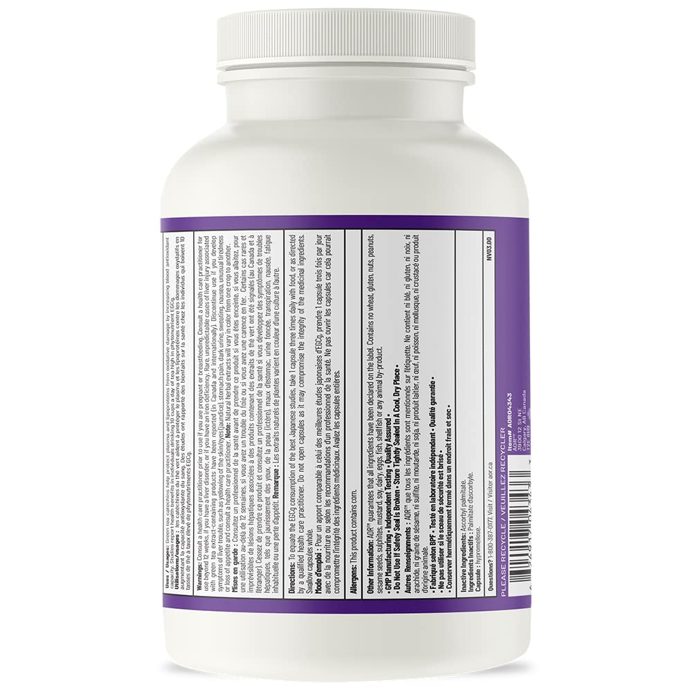 AOR Green Tea Supplement, 315 mg EGCG, Gluten Free, 180 Caps, 60 Day Supply