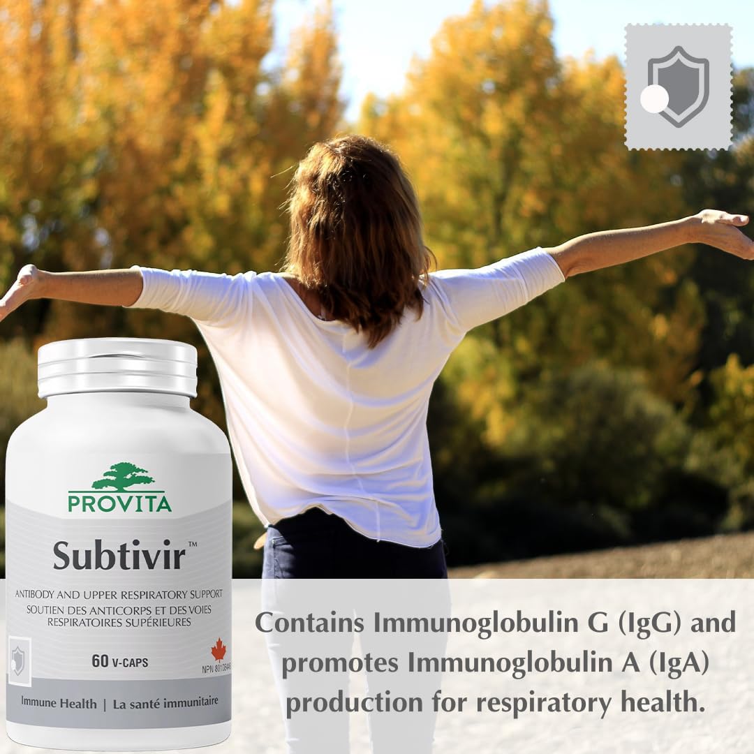 Provita Subtivir™ : Stimulateur immunitaire supérieur pour les voies respiratoires - Stimule la production d'anticorps et cible les agents pathogènes respiratoires (60 gélules)