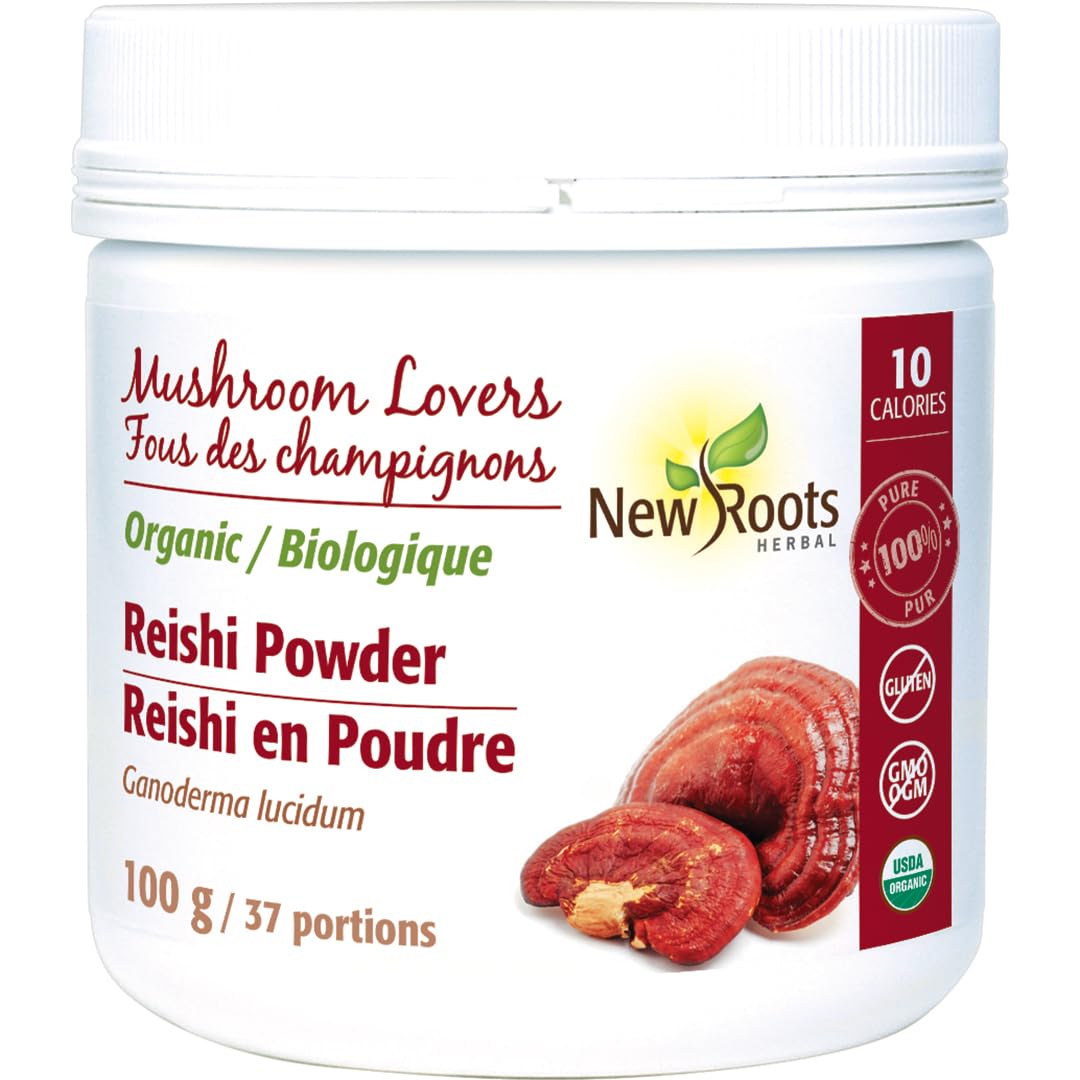 New Roots Herbals Organic Reishi Mushroom Powder, Ganoderma Lucidum, 100 g