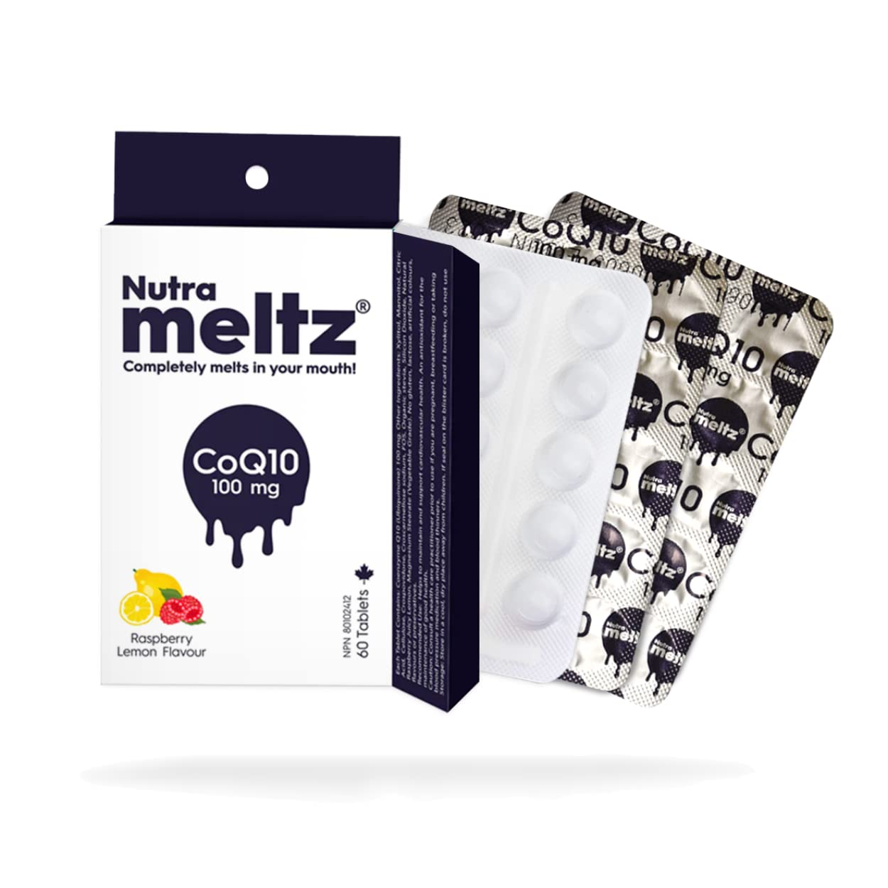Nutrameltz Coenzyme Q10 (CoQ10) Promotes Heart Health and Blood Pressure - Fast Dissolving Tablet 100 mg - 60 Tabs