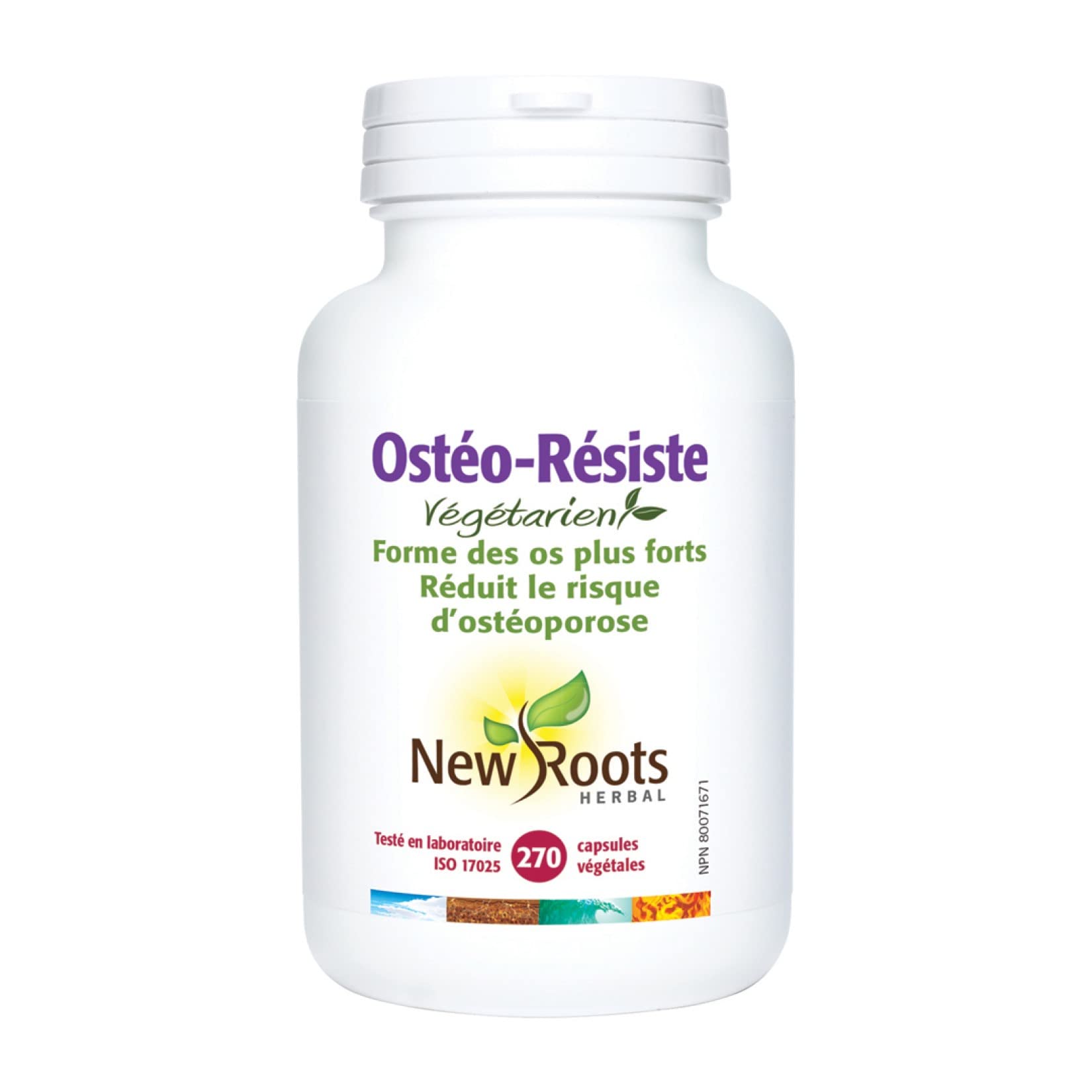 New Roots Herbal Végétarien Os Solides, 270 gélules pour 90 jours, Calcium, Magnésium et L-Proline, Soutient la densité osseuse et l'intégrité structurelle, Sans OGM