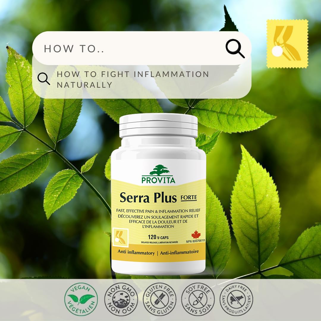 Serra-Plus fast relief for pain and inflammation, Canadian Made by Provita Nutrition