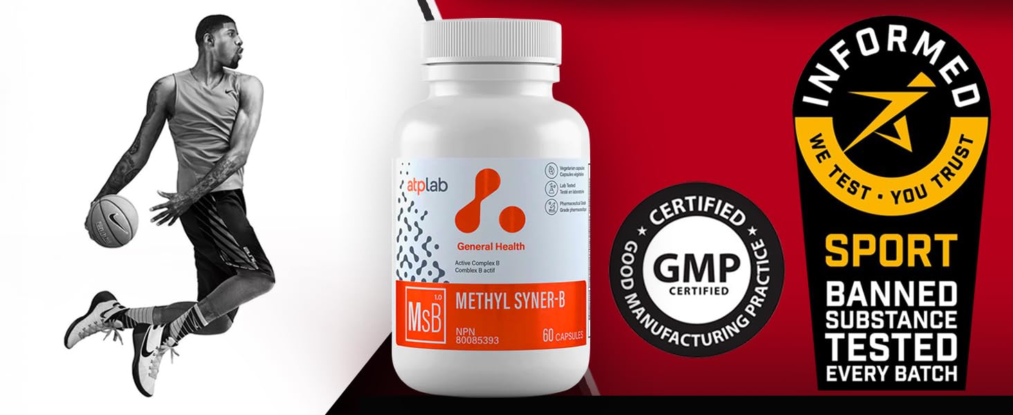 ATP LAB - Methyl Syner-B Complexe de Vitamines B 60 Capsules 30 Jours d'Approvisionnement - Vitamines B Méthylées - Suppléments Cérébraux pour la Mémoire et la Concentration - Vitamine B Méthylée
