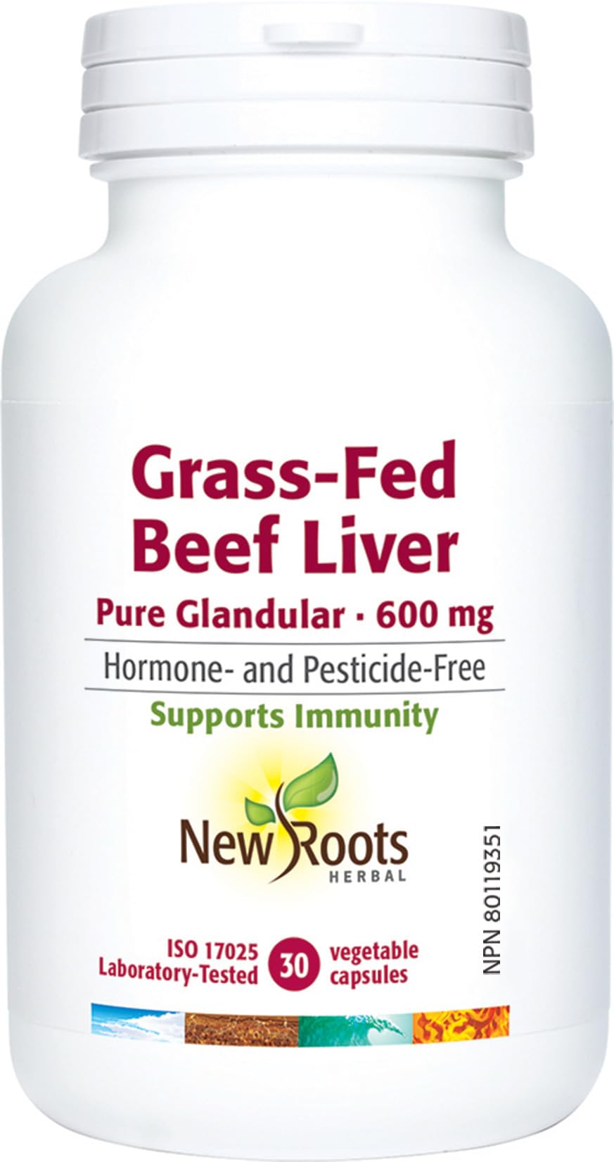 New Roots Herbal Grass Fed Beef Liver Capsules, 600 mg, 30 Capsules