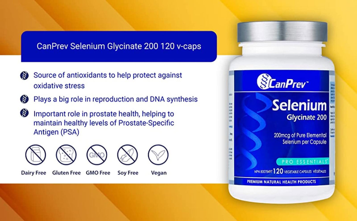 CanPrev Selenium Glycinate, 200mcg, 120 Capsules, 4 Month Supply