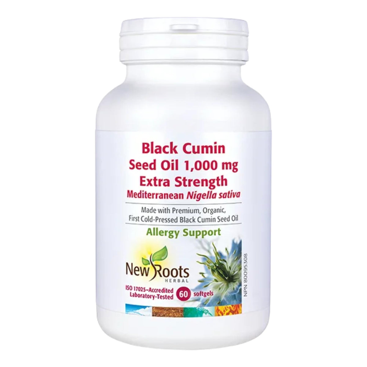New Roots Herbal Organic Cold Pressed Black Seed Oil, 1000mg, 60 Softgels